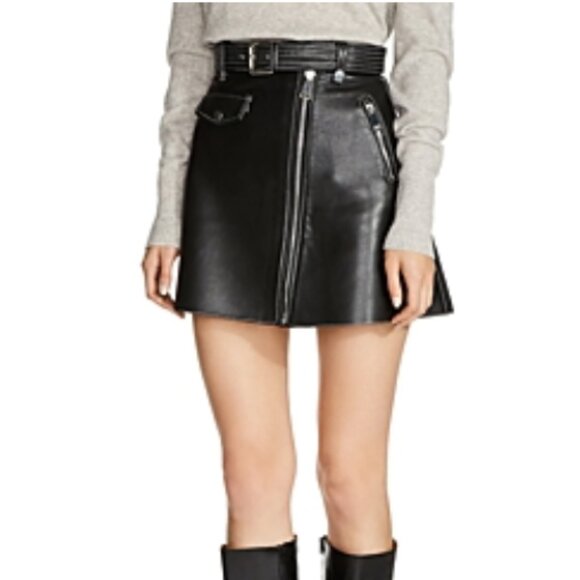 Maje Jouki Women's Leather Mini Skirt Black Size 34/US XS6193
